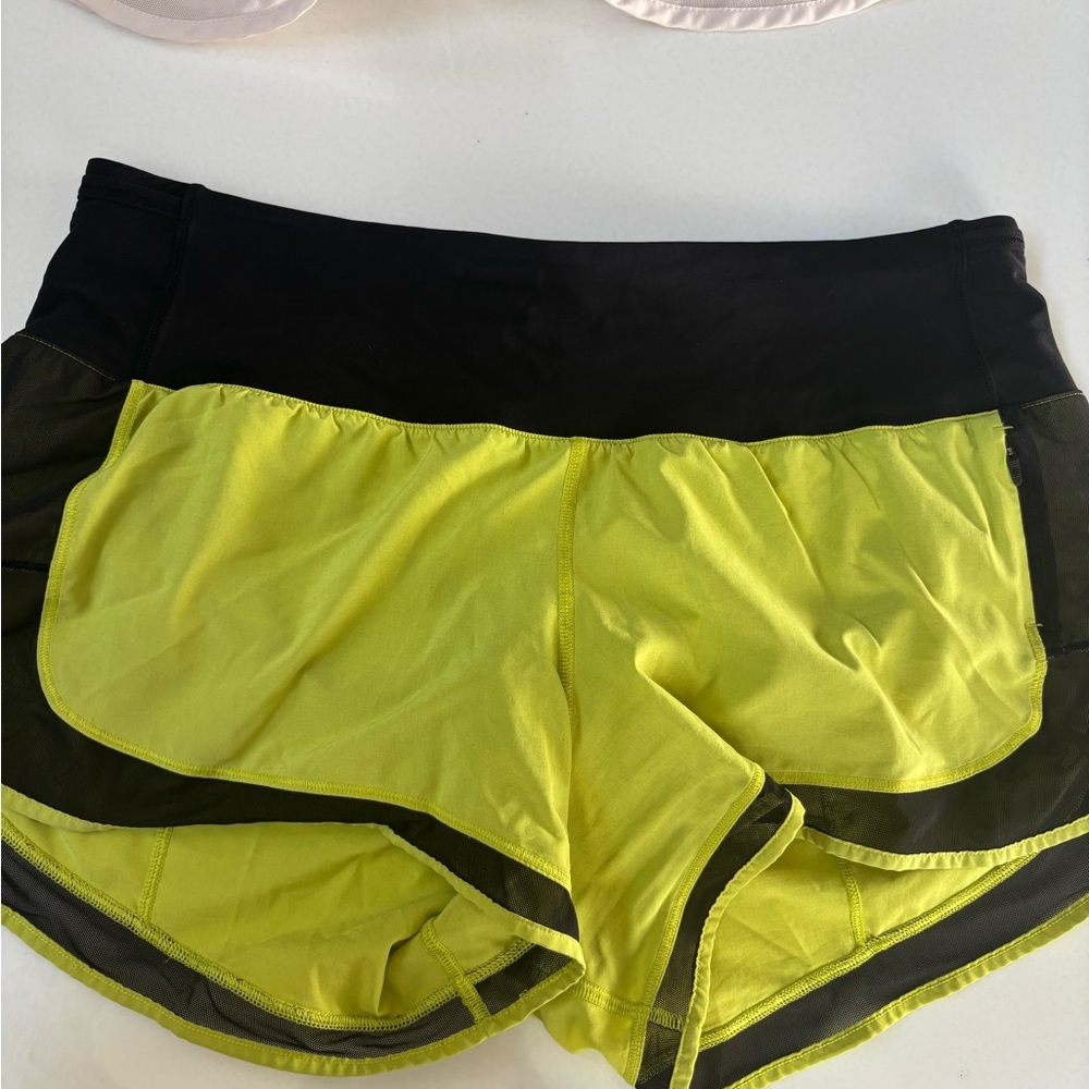 Lululemon Athletica Black and Yellow Athletic Shorts
